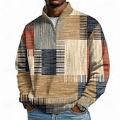 Men's Geometric Plaid Waffle Sweatshirt 