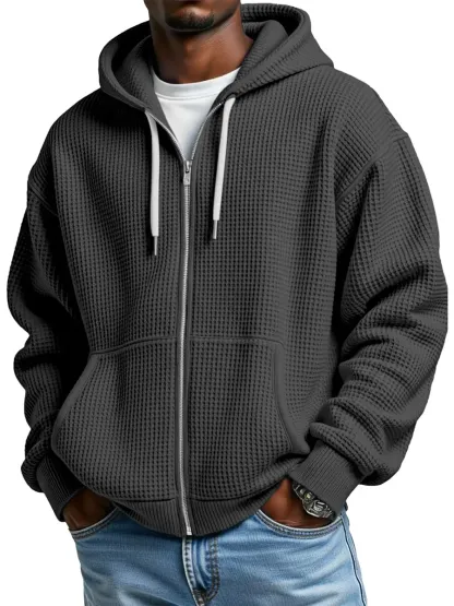 Casual Waffle Hooded Jacket