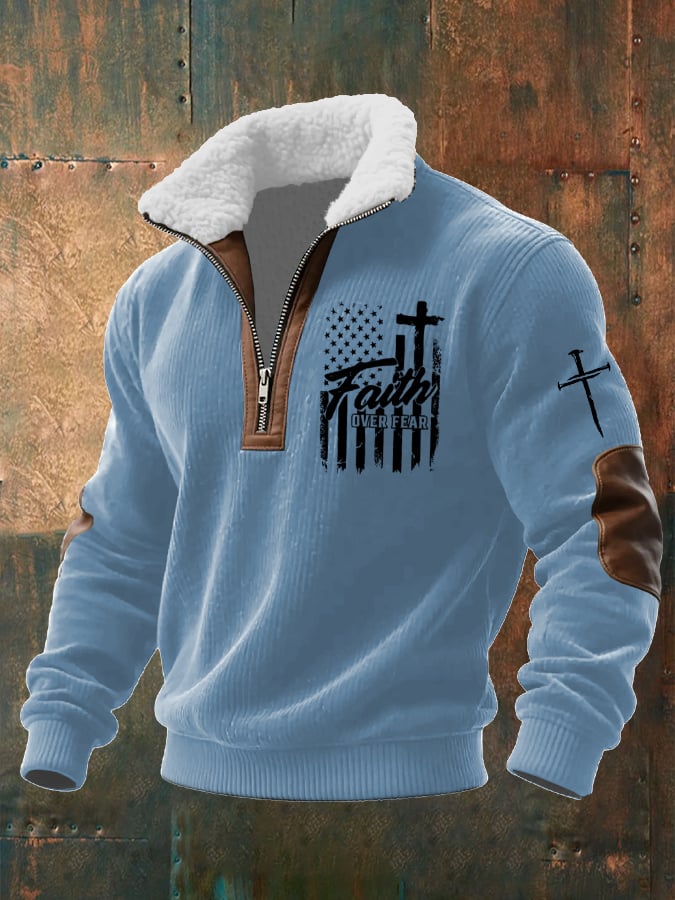Men's Casual Faith Retro Textured Sweatshirt