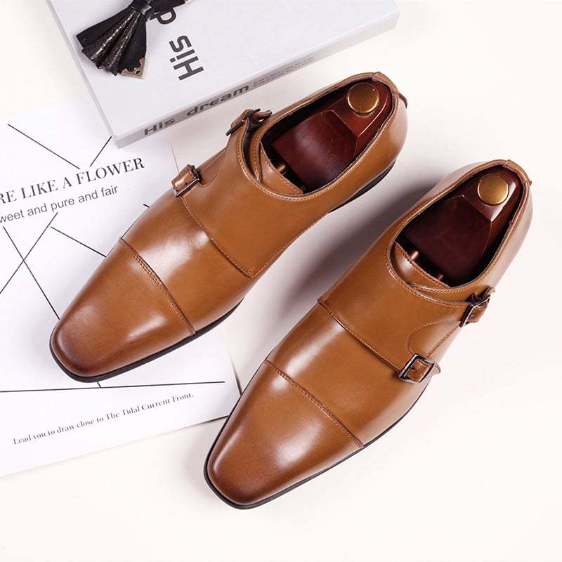 Buckle Pointed Toe British Style Men'S Shoes