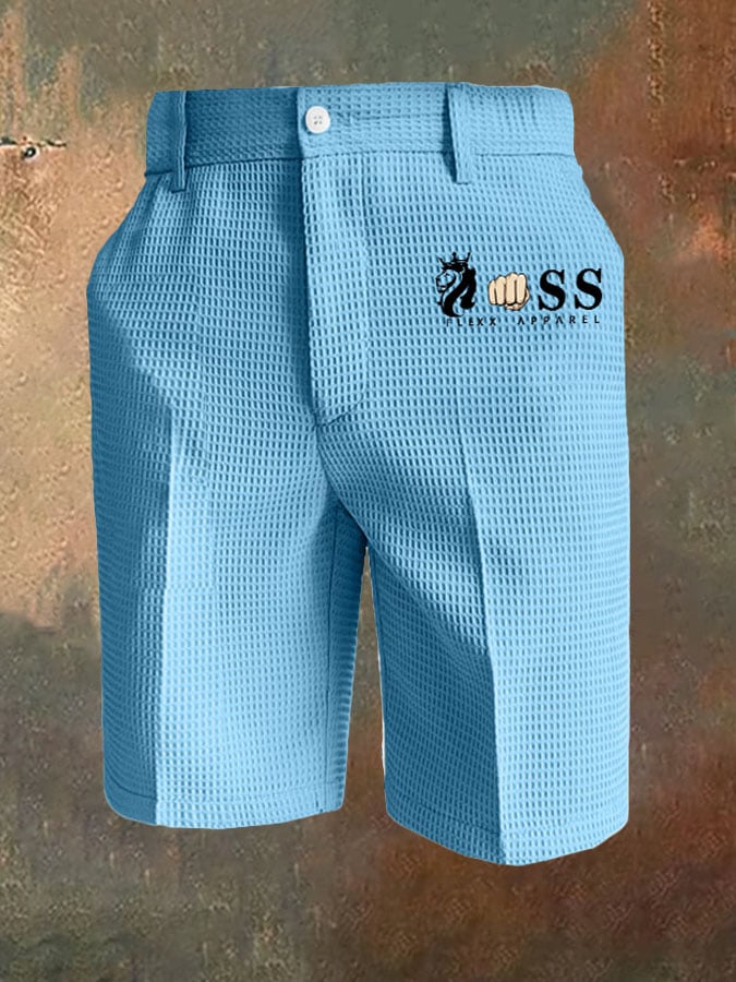 Men's All-Match Solid Color Waffle Zipper Pants