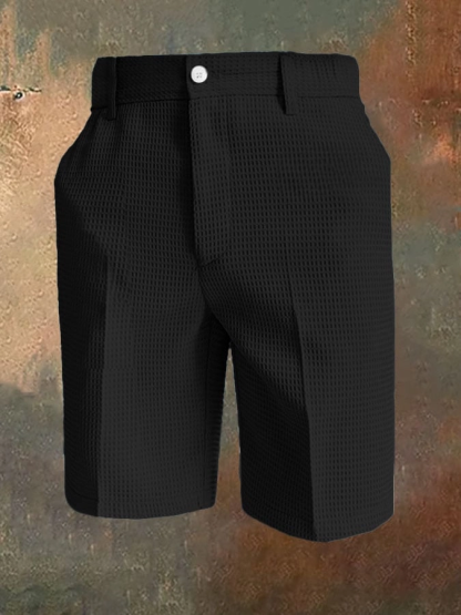 Men's All-Match Solid Color Waffle Zipper Pants