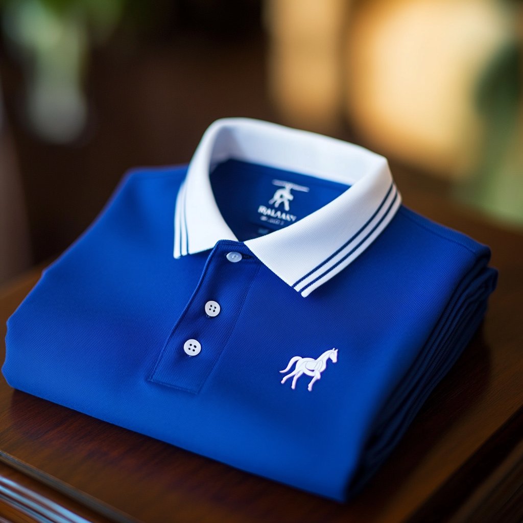 Men's Business Casual Pony Embroidered Button Short Sleeve Polo Shirt