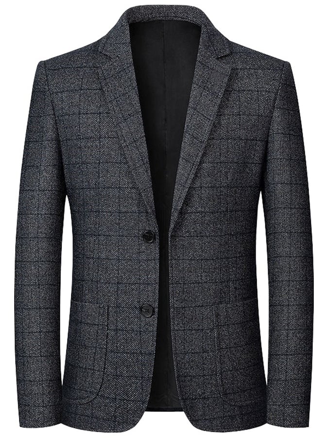 Men's Work Office Notched Collar Plaid Regular Fit Blazer