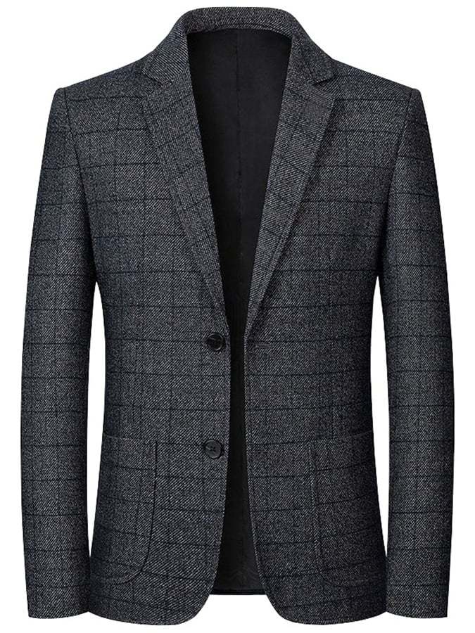 Men's Work Office Notched Collar Plaid Regular Fit Blazer