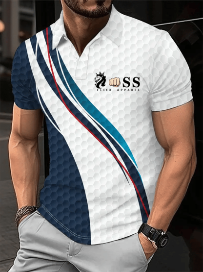 Men's Retro Letter Design Printed Casual Polo Shirt