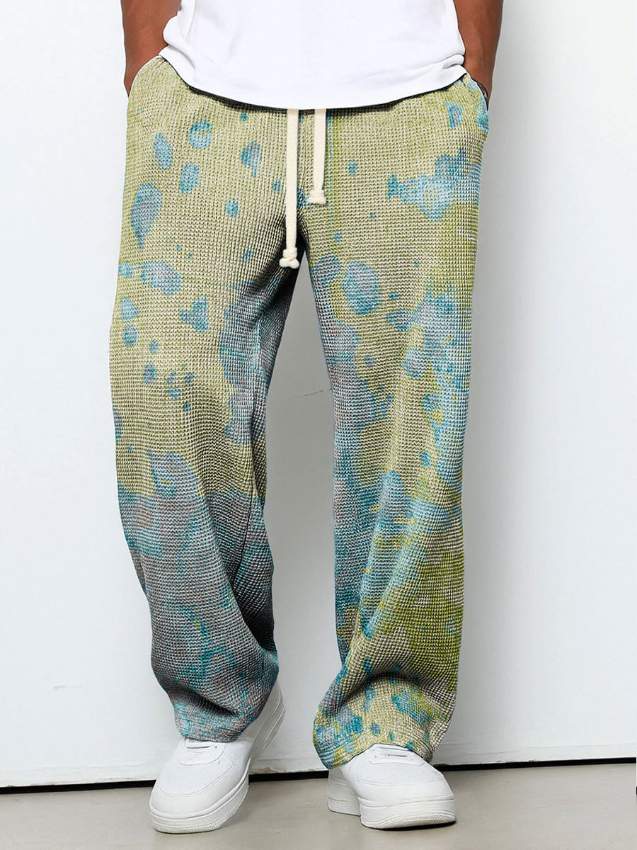 Men's Geometry Stripe Color Gradient Art Print Casual Suit Pants