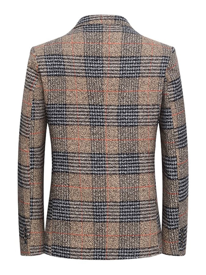 Men's Work Office Notched Collar Plaid Regular Fit Blazer