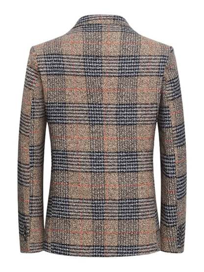 Men's Work Office Notched Collar Plaid Regular Fit Blazer