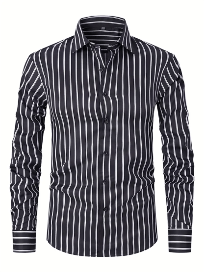 Men's Striped Business Casual Shirt