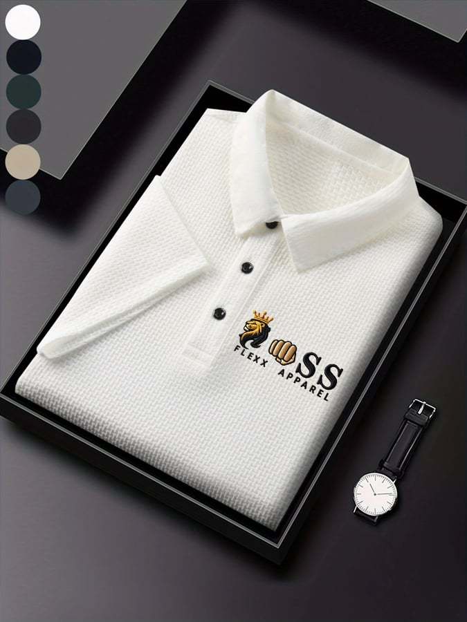 Men'S Waffle Fabric Casual Short Sleeve POLO Shirt