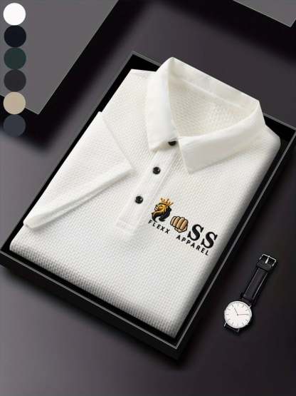 Men'S Waffle Fabric Casual Short Sleeve POLO Shirt