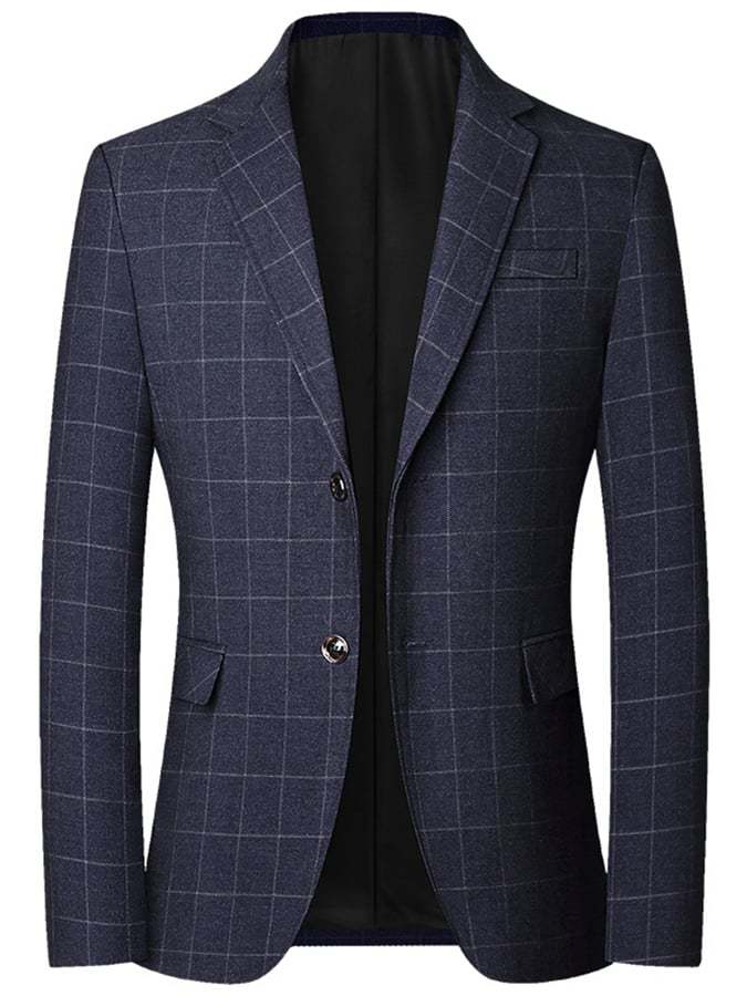 Men's Work Office Notched Collar Plaid Regular Fit Blazer