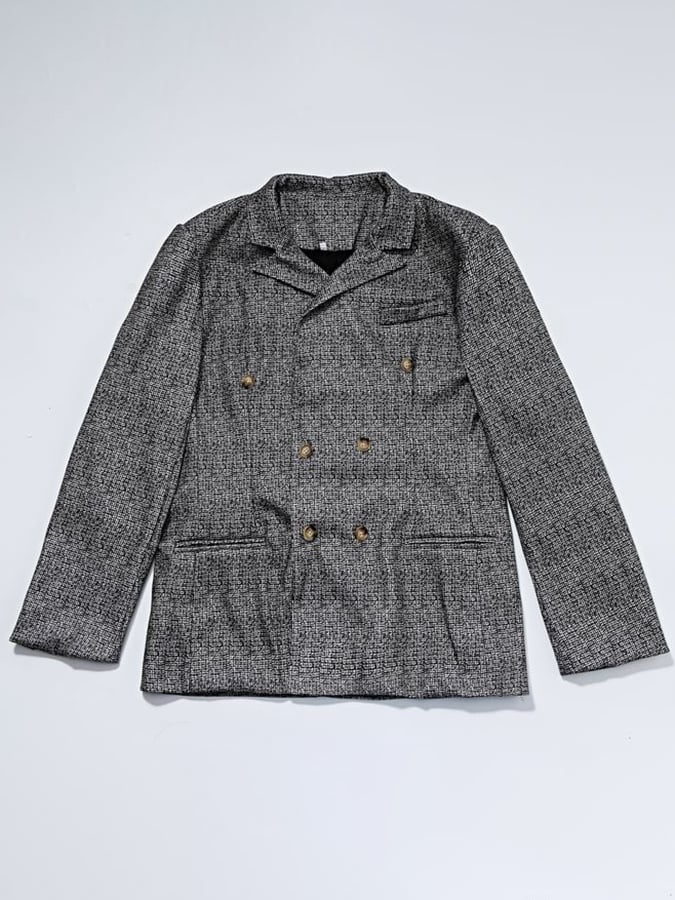 Men's Vintage Double-Breasted Plaid Gentleman's Business Suit Jacket