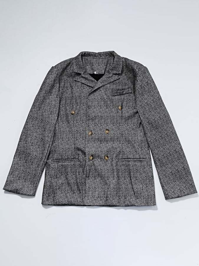 Men's Vintage Double-Breasted Plaid Gentleman's Business Suit Jacket