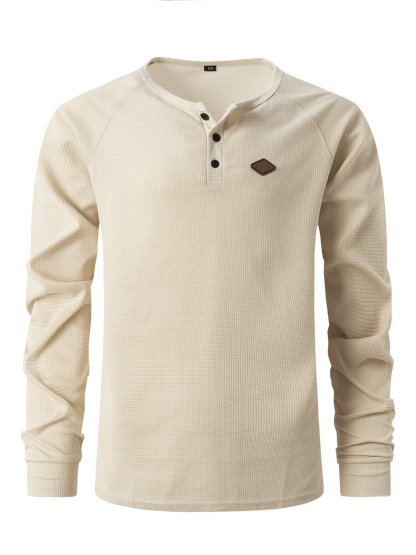 Men's Casual Waffle Button Polo