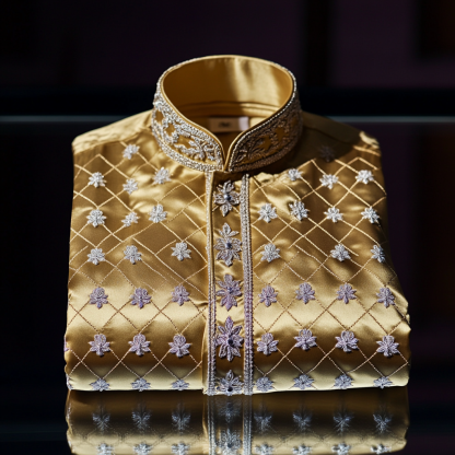 Luxurious and high-end Men's stand collar shirt floral patterns impeccable craftsmanship business leisure vacation long sleeve shirt