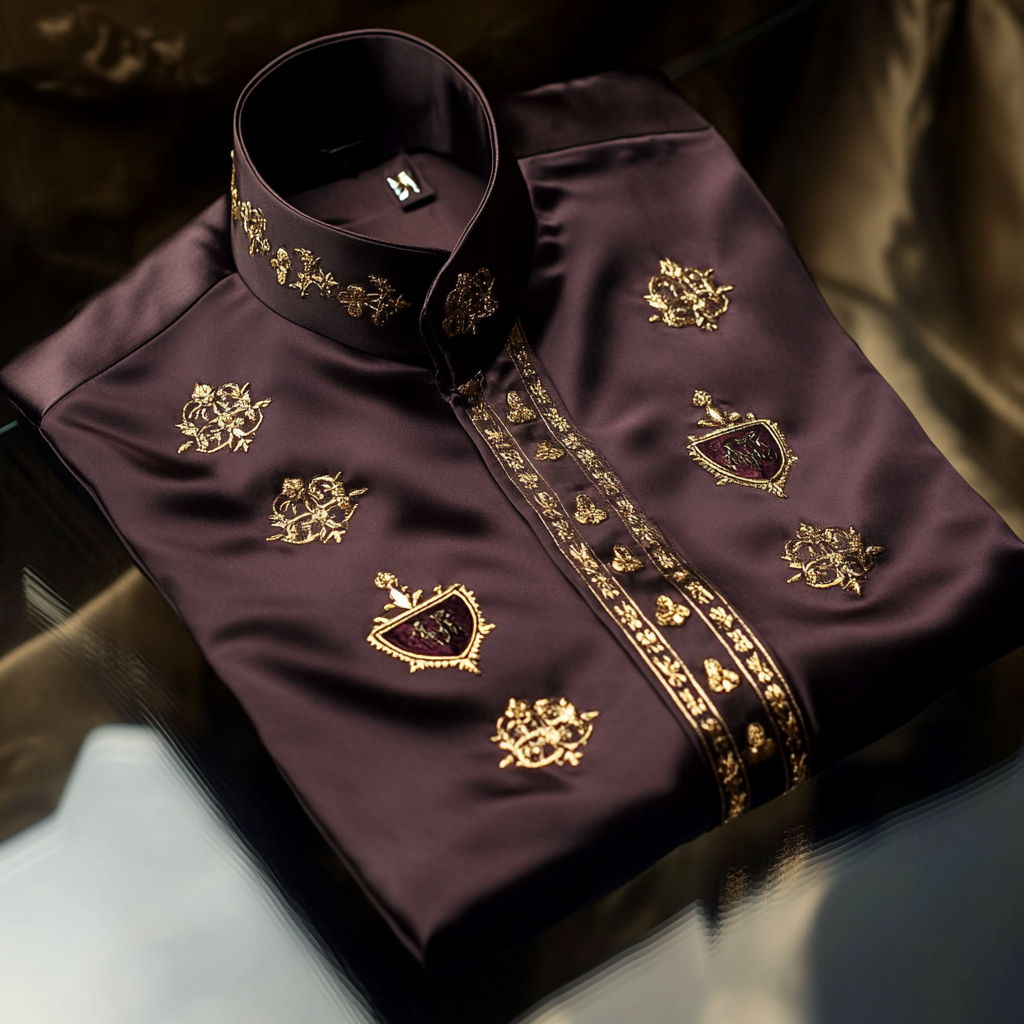 Luxurious and high-end Men's stand collar shirt floral patterns impeccable craftsmanship business leisure vacation long sleeve shirt