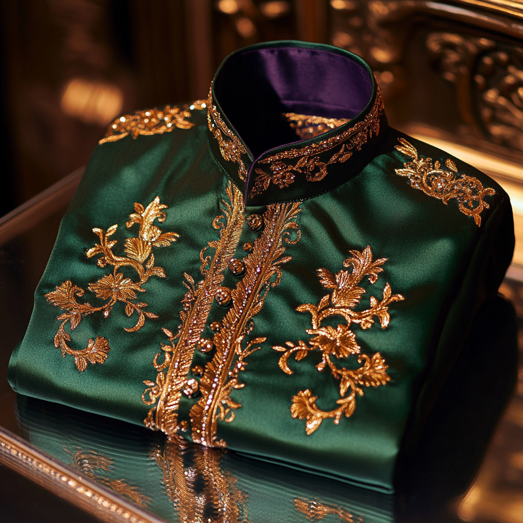 Luxurious and high-end Men's stand collar shirt floral patterns impecc