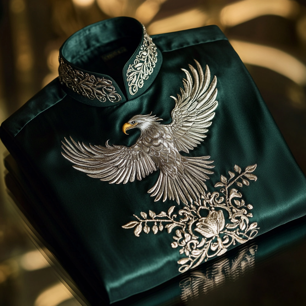 Luxurious and high-end Men's stand collar shirt floral patterns impecc