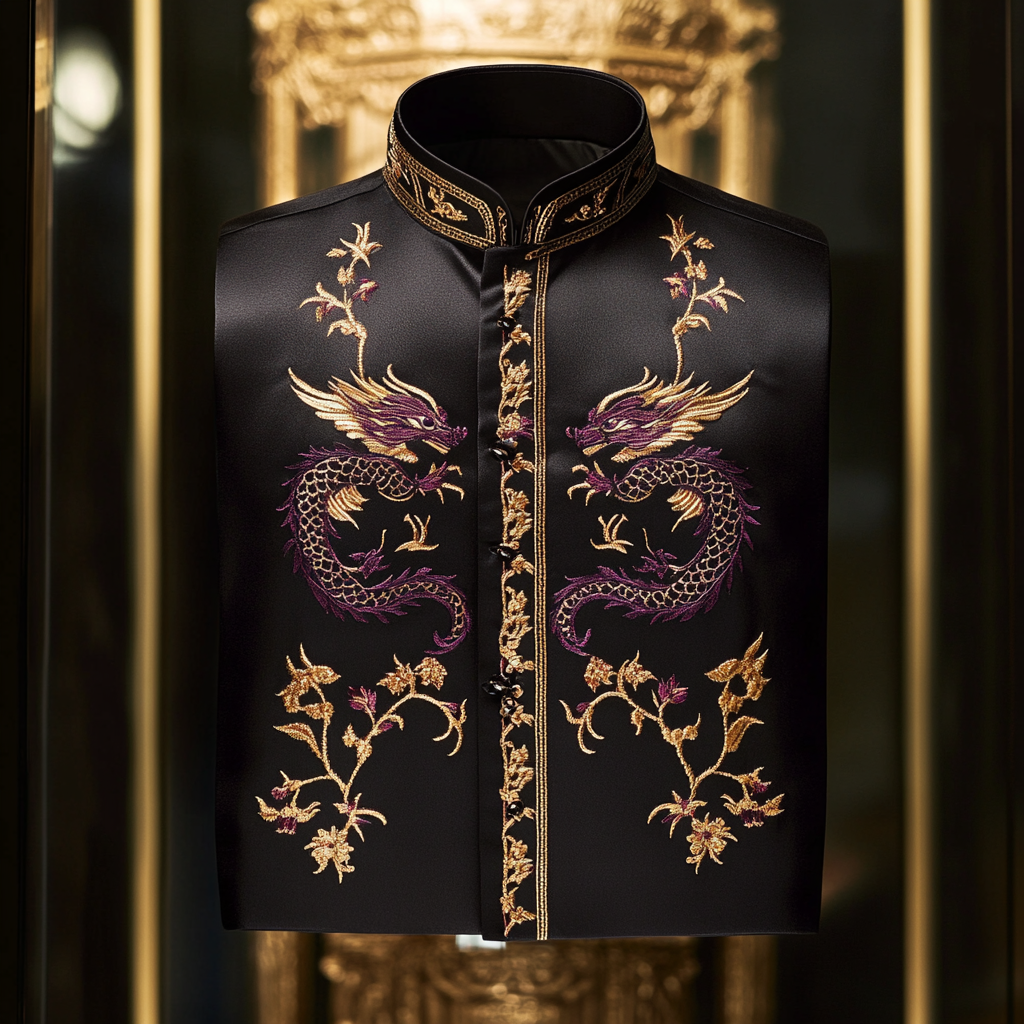 Luxurious and high-end Men's stand collar shirt floral patterns impeccable craftsmanship business leisure vacation long sleeve shirt