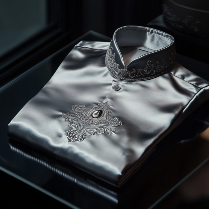 Luxurious and high-end Men's stand collar shirt floral patterns impeccable craftsmanship business leisure vacation long sleeve shirt