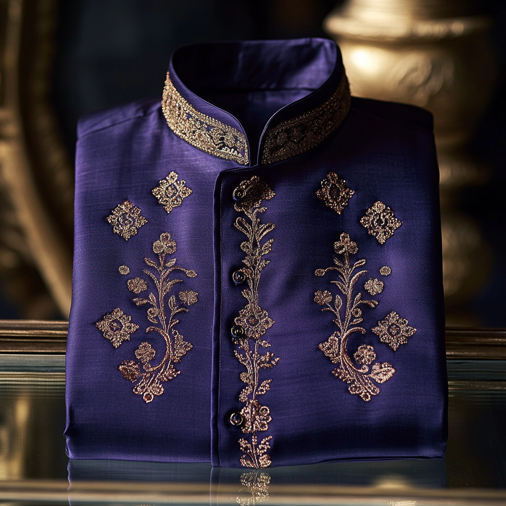 Luxurious and high-end Men's stand collar shirt floral patterns impeccable craftsmanship business leisure vacation long sleeve shirt