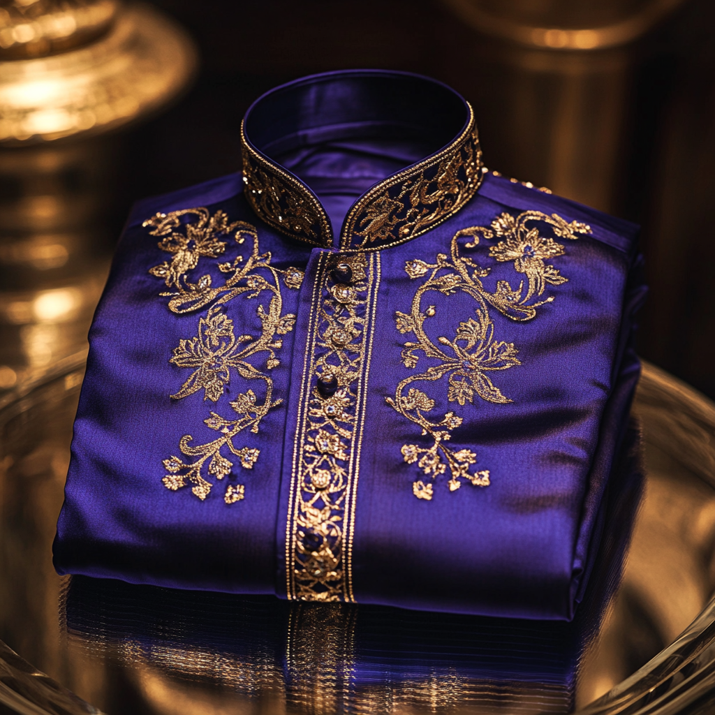 Luxurious and high-end Men's stand collar shirt floral patterns impecc