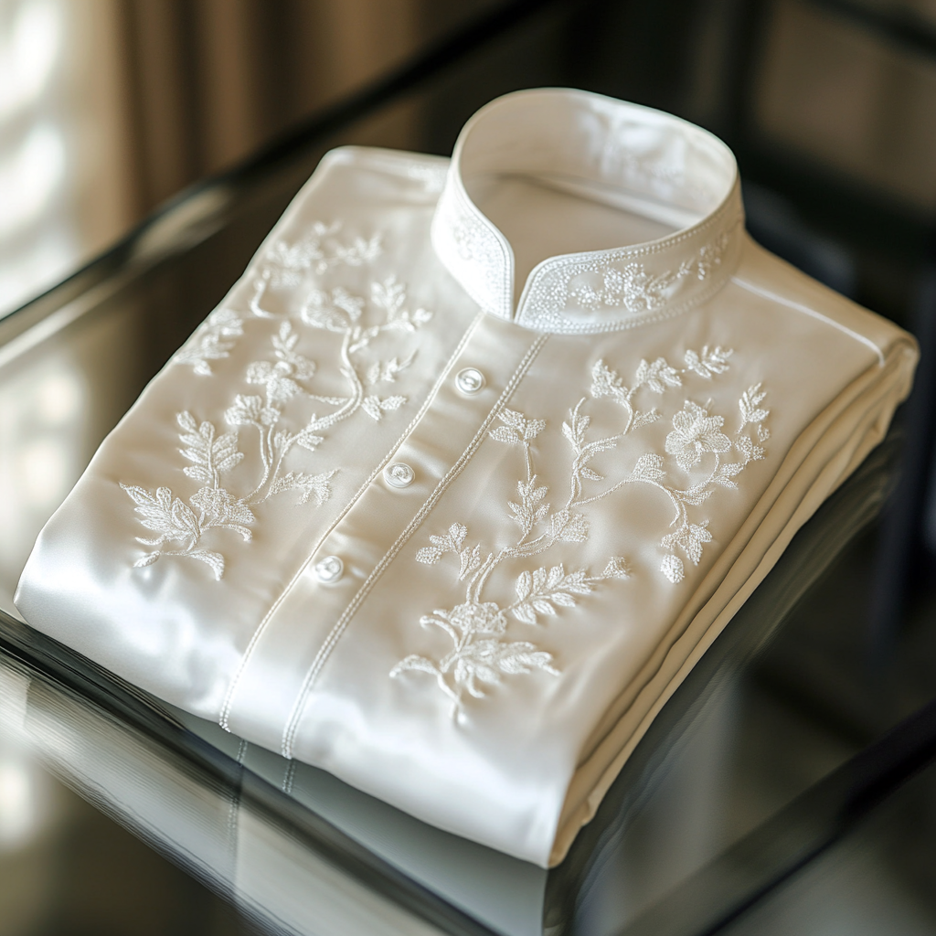 Luxurious and high-end Men's stand collar shirt floral patterns impeccable craftsmanship business leisure vacation long sleeve shirt