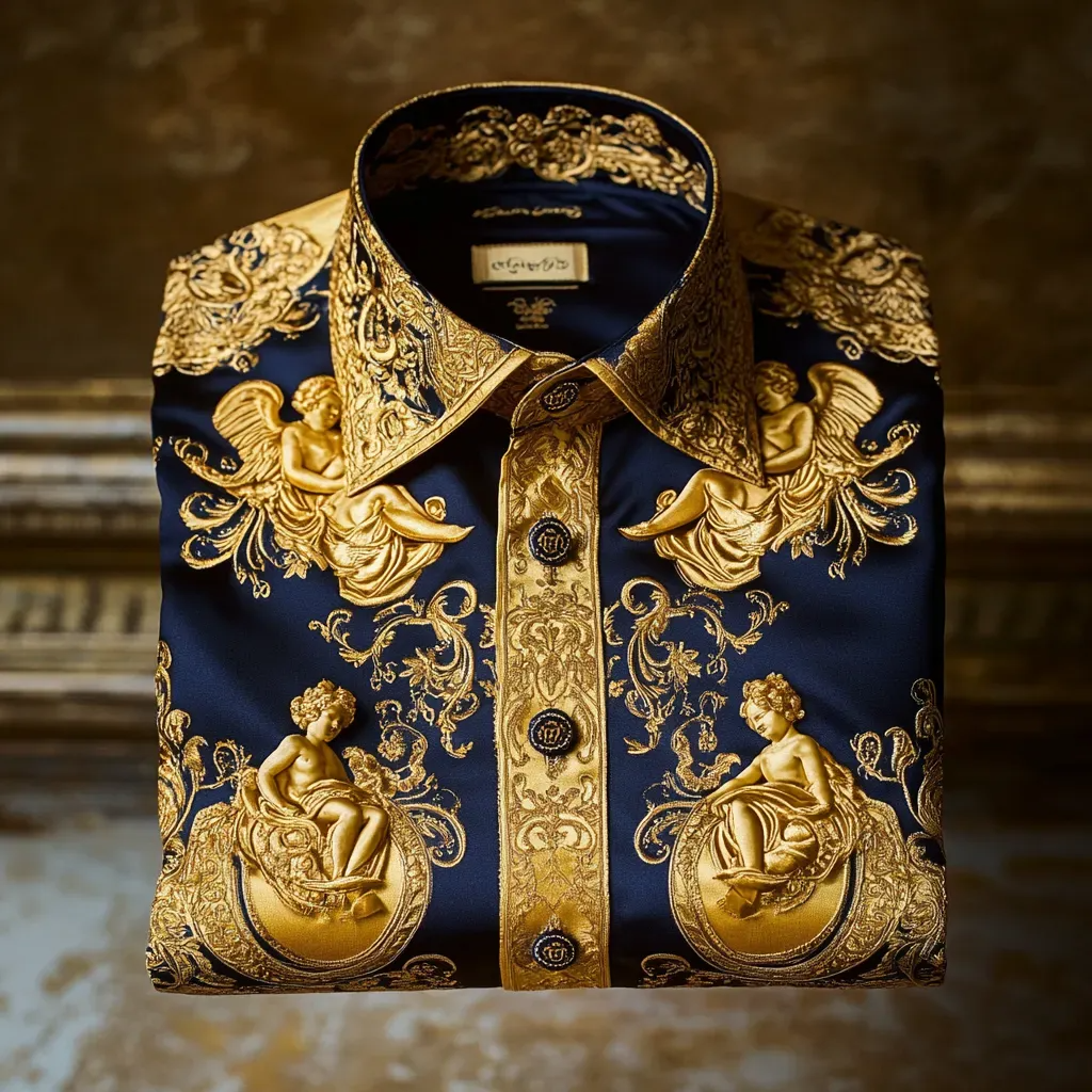 Men's Luxury Business Print Long Sleeve Shirt