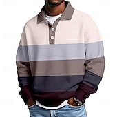Men's Horizontal Stripes Waffle Polo Shirts