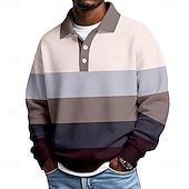 Men's Horizontal Stripes Waffle Polo Shirts