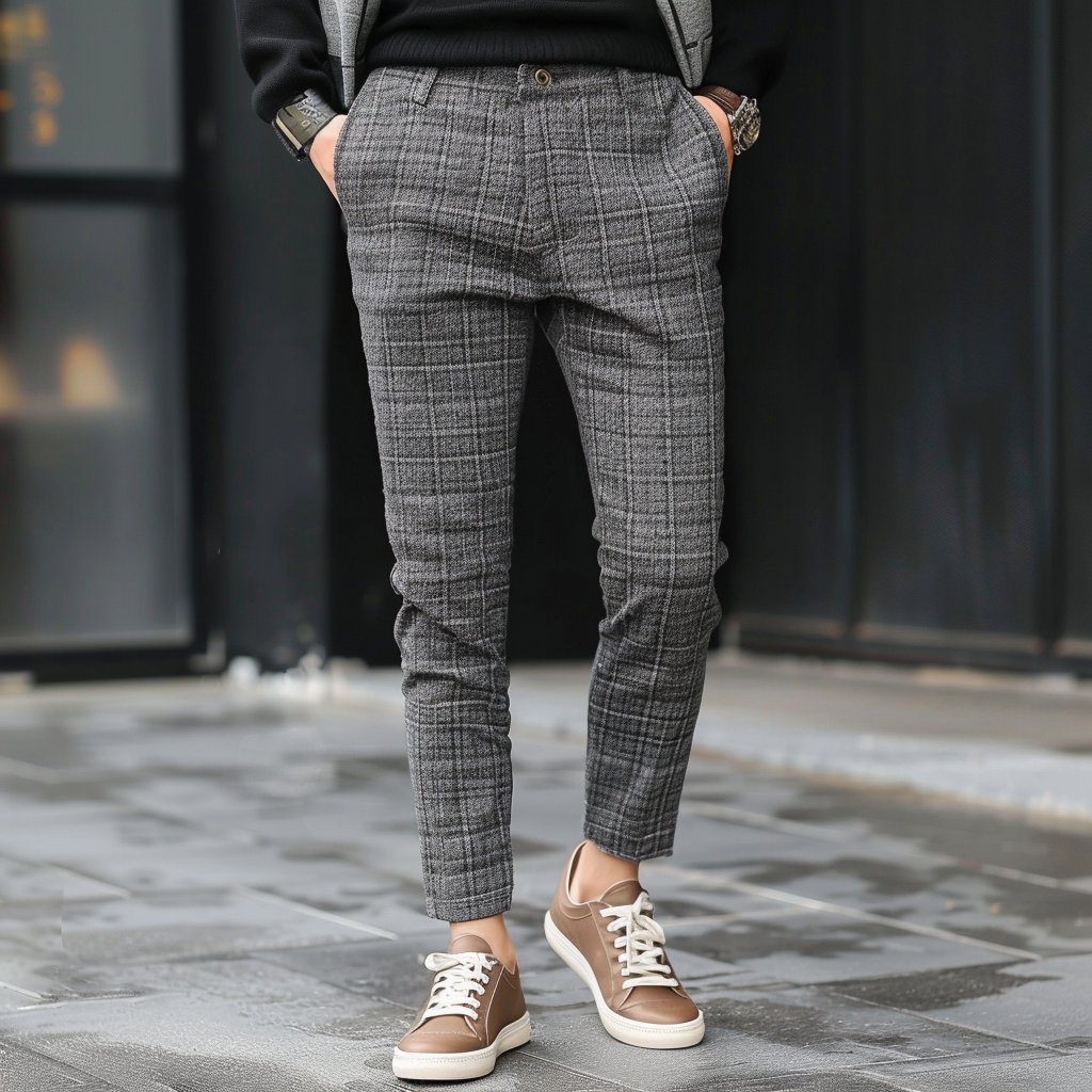 High elastic fabric luxury business casual men's fashion trousers