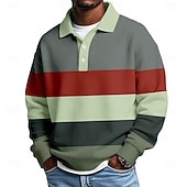 Men's Horizontal Stripes Waffle Polo Shirts