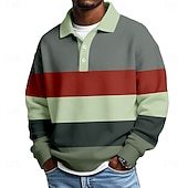 Men's Horizontal Stripes Waffle Polo Shirts