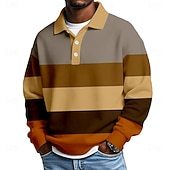 Men's Horizontal Stripes Waffle Polo Shirts