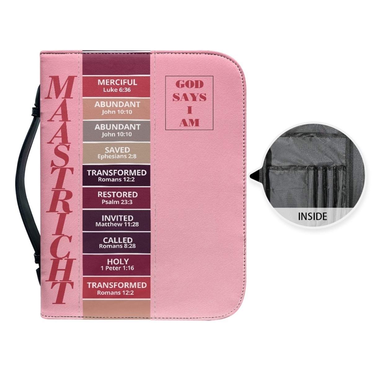 Letter by Letter Blessing: Pink Personalized Bible Bag