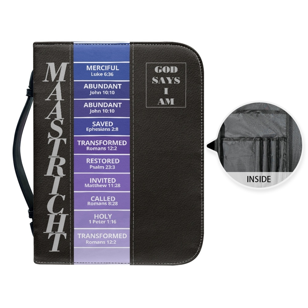 Letter by Letter Blessing: Black Personalized Bible Bag