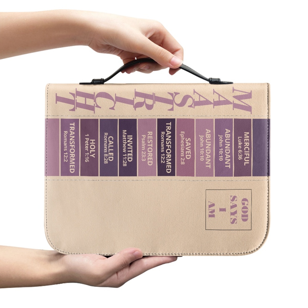 Letter by Letter Blessing: Beige Personalized Bible Bag