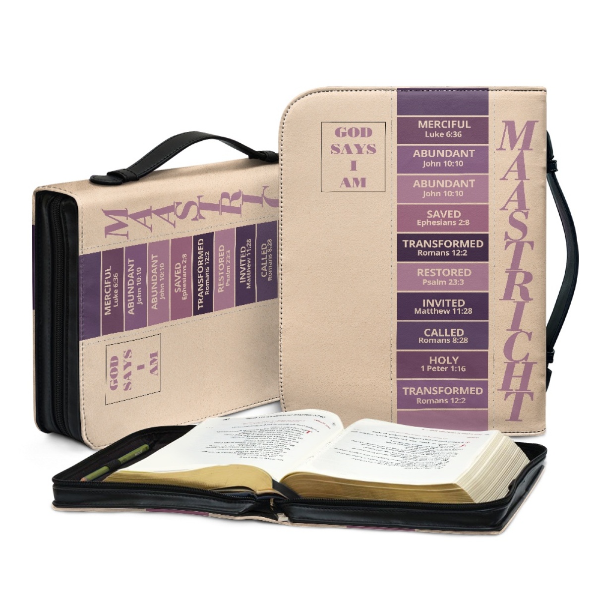 Letter by Letter Blessing: Beige Personalized Bible Bag