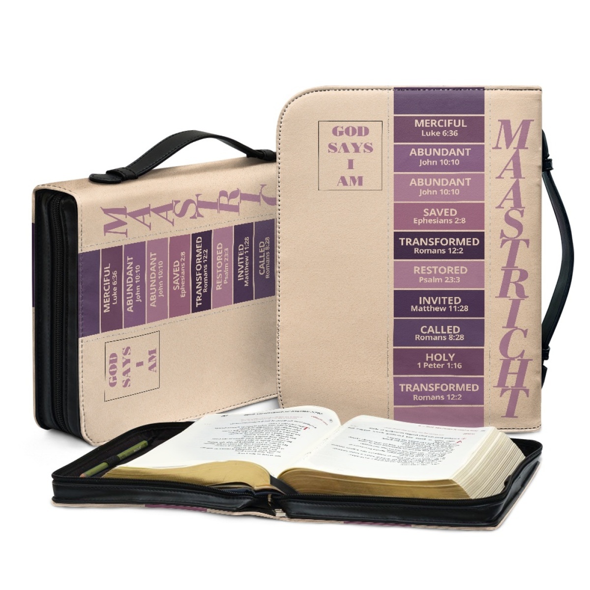 Letter by Letter Blessing: Beige Personalized Bible Bag