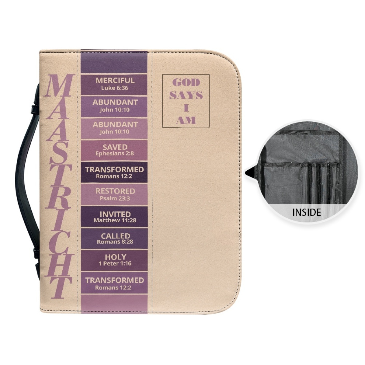 Letter by Letter Blessing: Beige Personalized Bible Bag