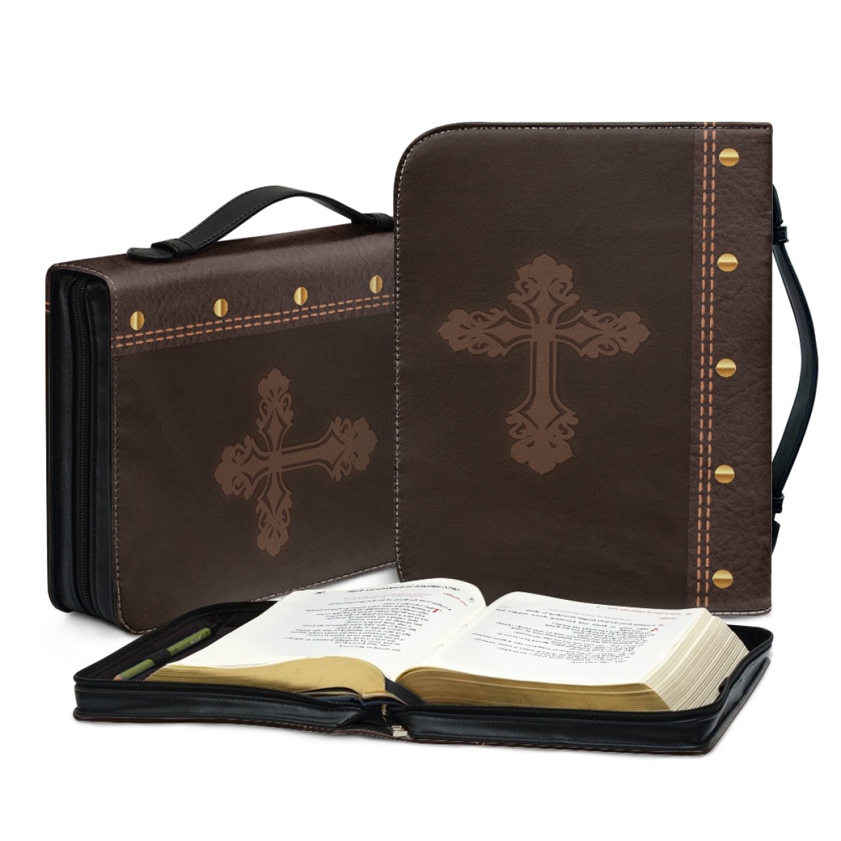 Personalized PU Leather Bible Cover for Men - Engraved "The Lord Is My Strength and My Shield" (Psalm 28:7)