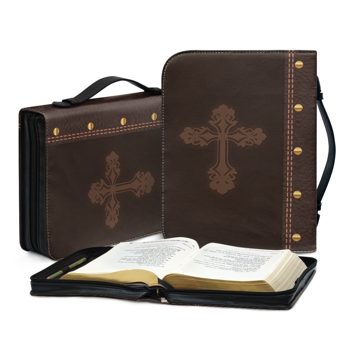 Personalized PU Leather Bible Cover for Men - Engraved "The Lord Is My Strength and My Shield" (Psalm 28:7)