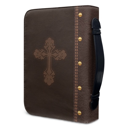 Personalized PU Leather Bible Cover for Men - Engraved "The Lord Is My Strength and My Shield" (Psalm 28:7)