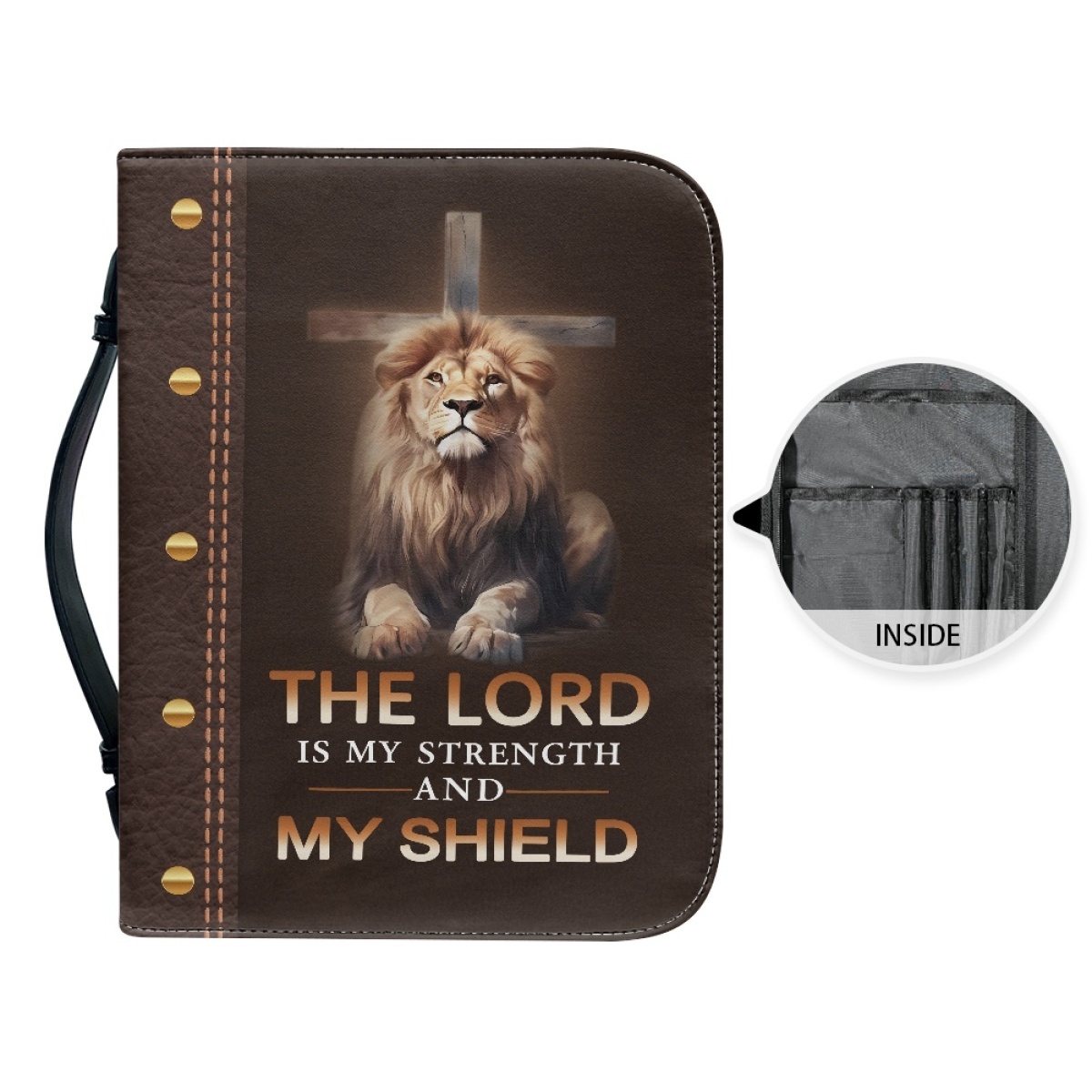 Personalized PU Leather Bible Cover for Men - Engraved "The Lord Is My Strength and My Shield" (Psalm 28:7)