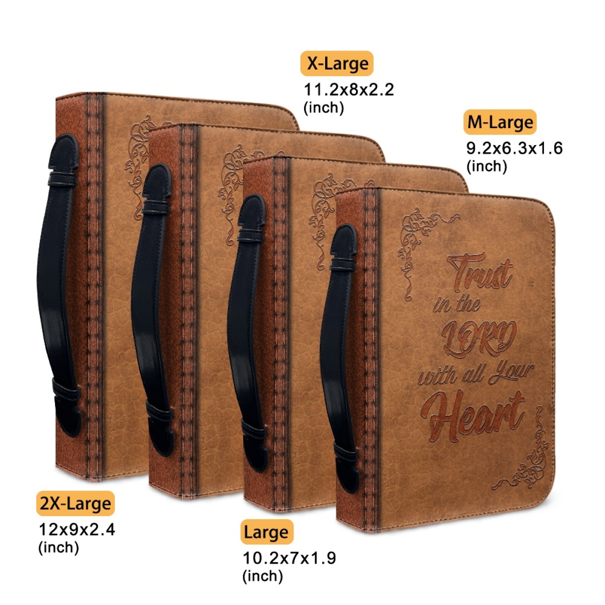 Personalized PU Leather Bible Cover for Men - Engraved "Trust in the Lord with All Your Heart" (Proverbs 3:5)