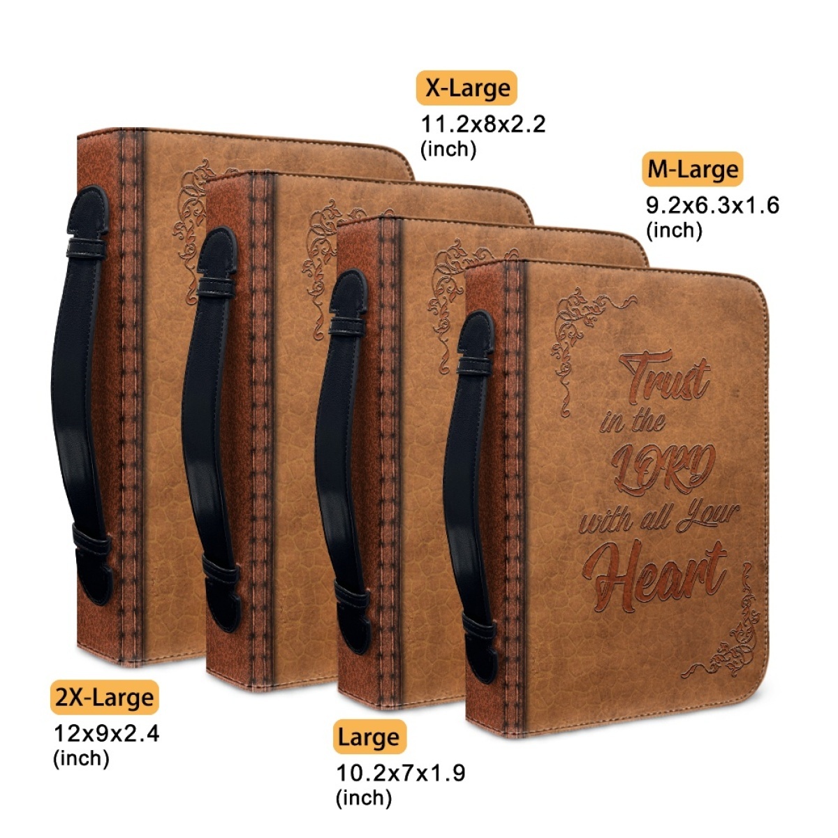 Personalized PU Leather Bible Cover for Men - Engraved "Trust in the Lord with All Your Heart" (Proverbs 3:5)