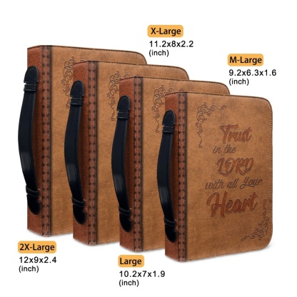 Personalized PU Leather Bible Cover for Men - Engraved "Trust in the Lord with All Your Heart" (Proverbs 3:5)