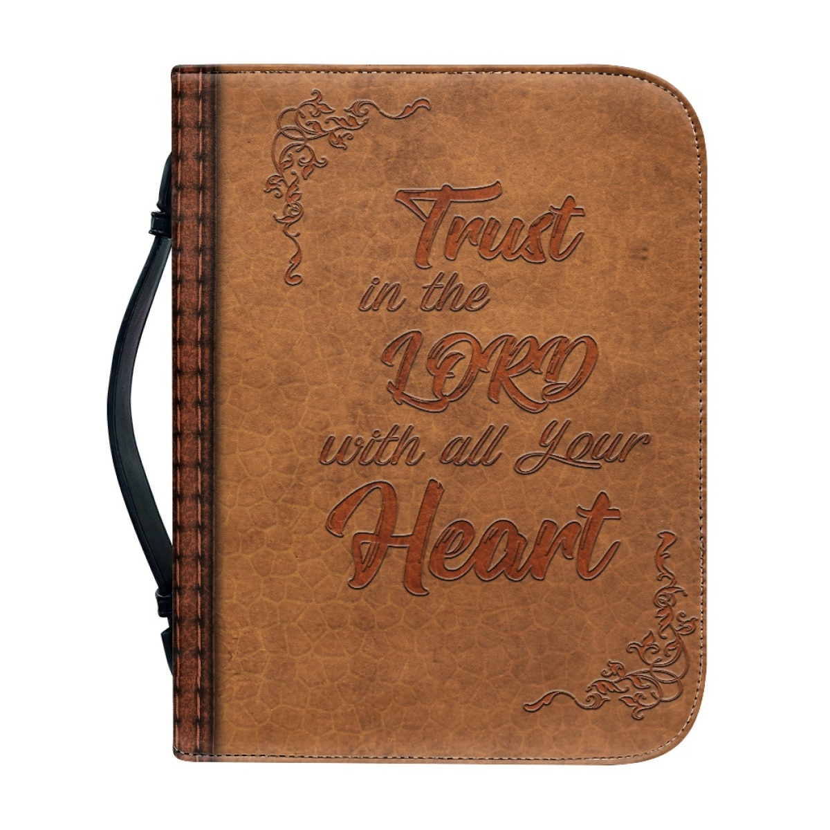 Personalized PU Leather Bible Cover for Men - Engraved "Trust in the Lord with All Your Heart" (Proverbs 3:5)